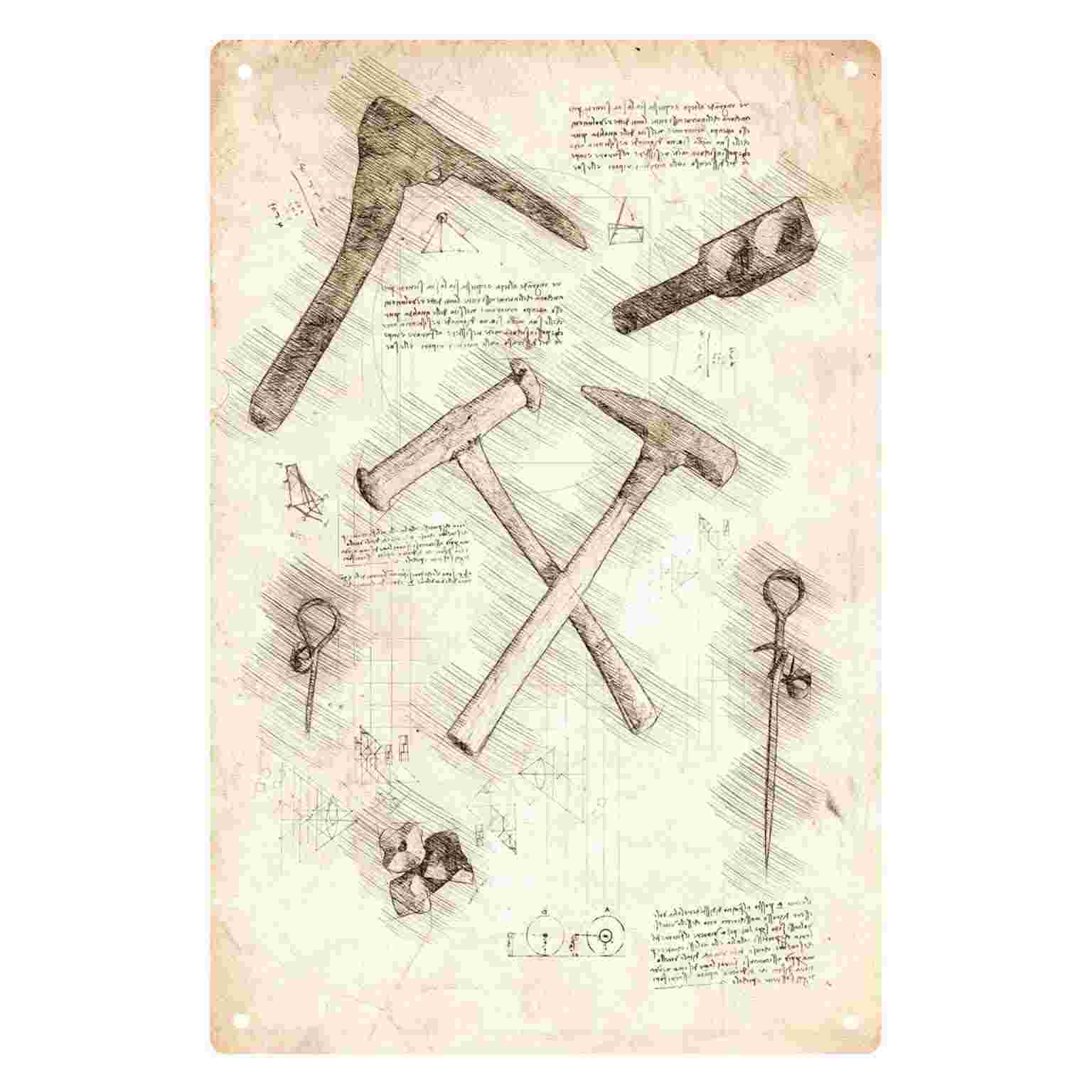 Gardening Tools Sketch - Placa de Metal Decorativa 2D Plana